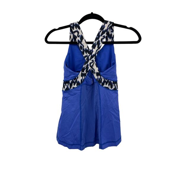 Lululemon Top Womens 4 Tank Push Your Limits Blue Sprinkler Ikat Racerback Yoga - Picture 2 of 4